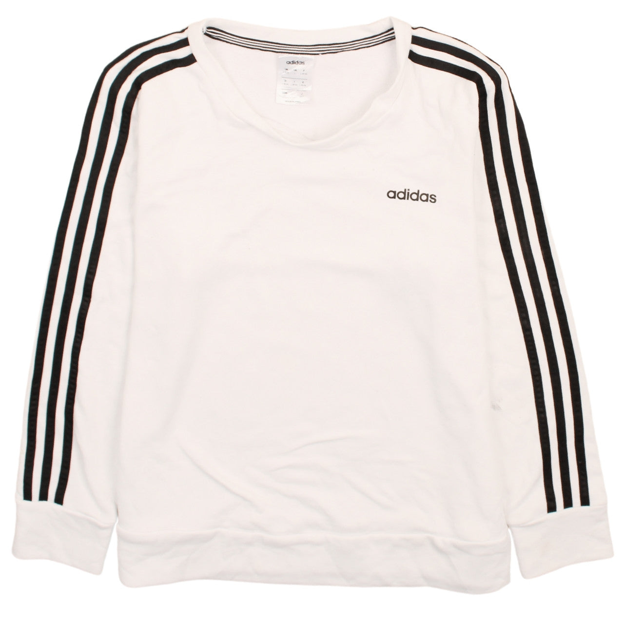 Adidas Women White Black Long Sleeve Pullover Sweatshirt UK 16-18