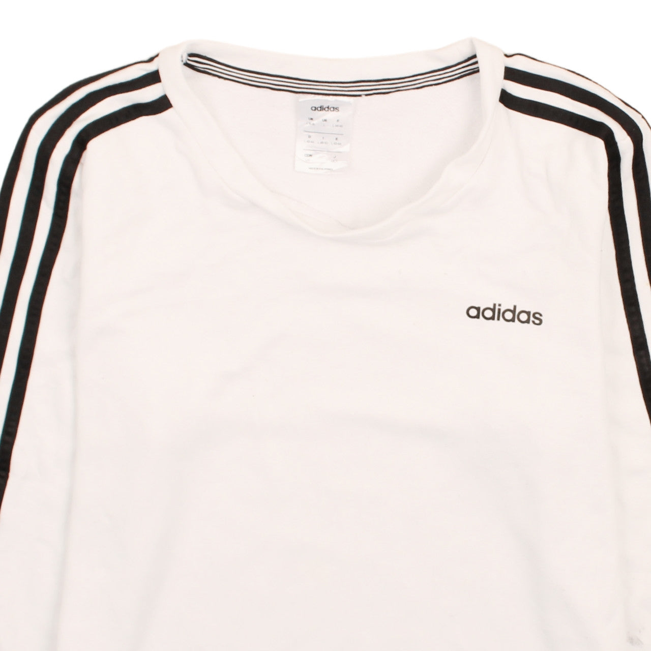 Adidas Women White Black Long Sleeve Pullover Sweatshirt UK 16-18