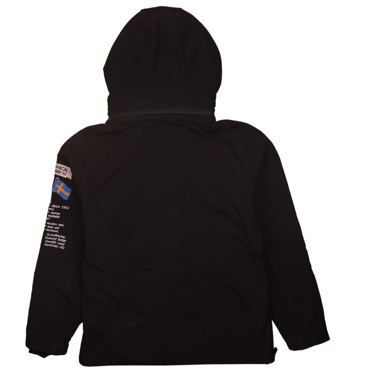 Geographical Norway Men's Black Hooded Softshell Anorak Jacket Size S