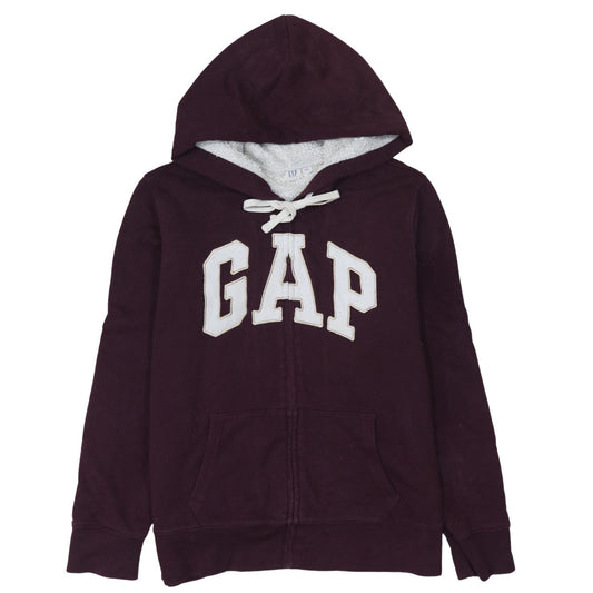 GAP Women Burgundy Full Zip Hoodie Size L Cotton Blend Sherpa Lined