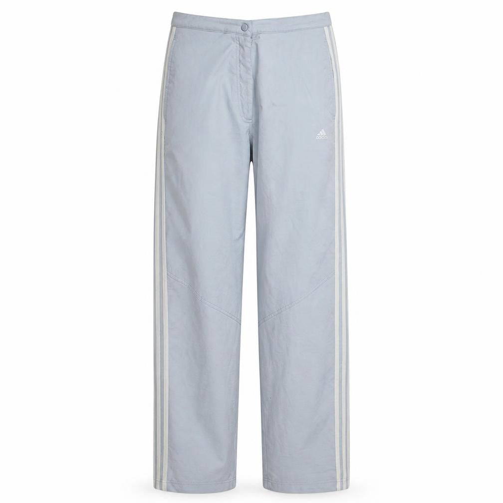 Front view of Adidas women’s light grey track trousers, size UK 14, casual sportswear