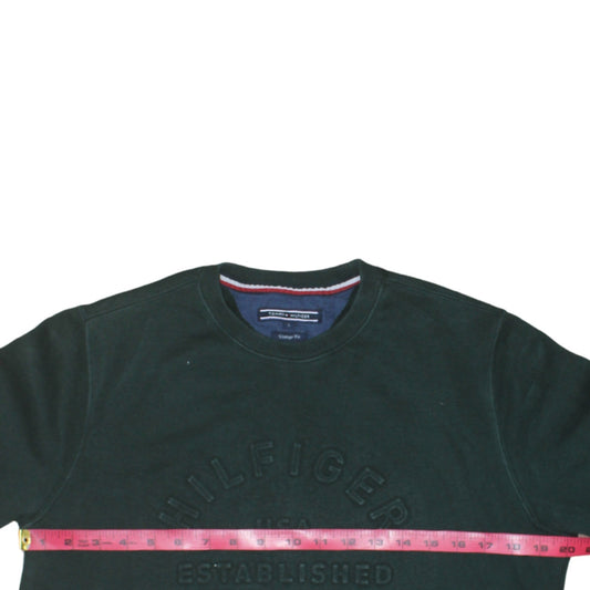 Tommy Hilfiger Men's Green Vintage Fit Embroidered Sweatshirt S