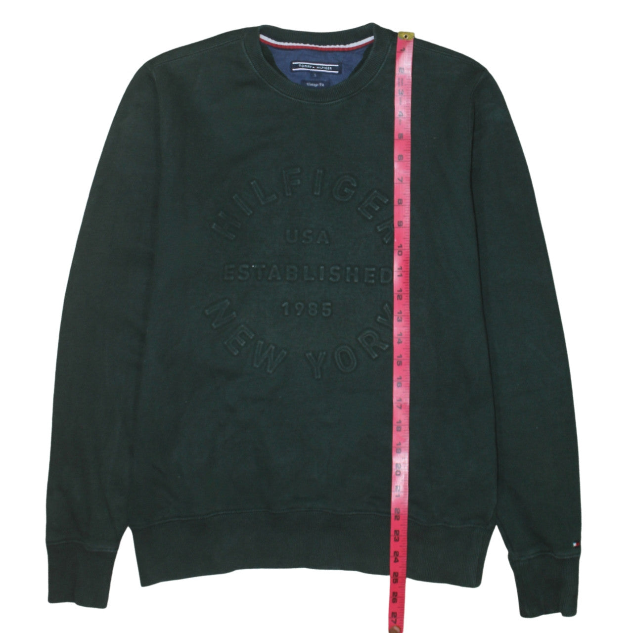 Tommy Hilfiger Men's Green Vintage Fit Embroidered Sweatshirt S