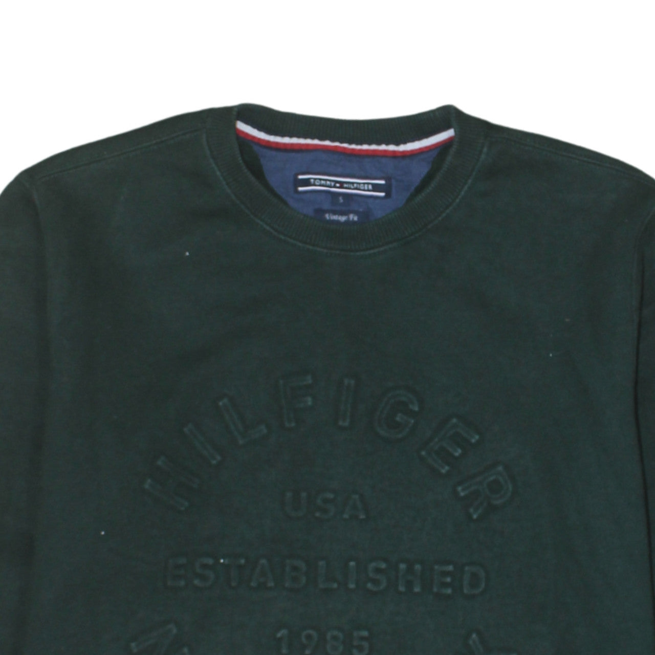 Tommy Hilfiger Men's Green Vintage Fit Embroidered Sweatshirt S
