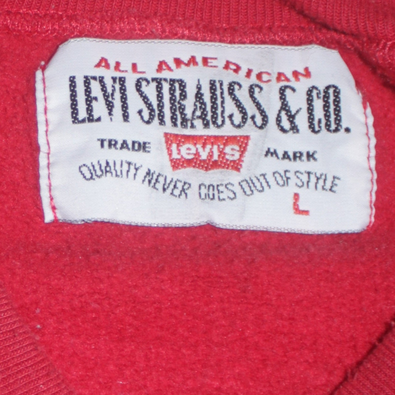 Levi's Women's Red Crew Neck Pullover Sweatshirt Size L Cotton Blend