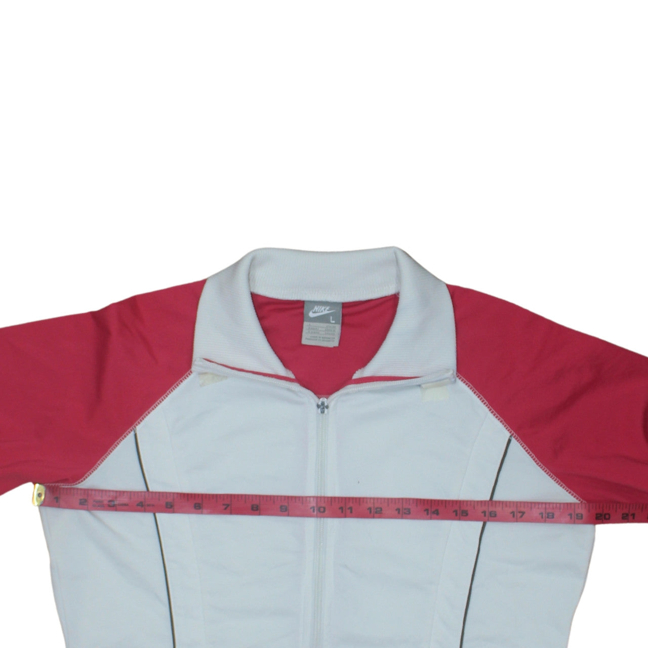 Nike Womens White Pink Track Jacket L Lightweight Full Zip Sports Top