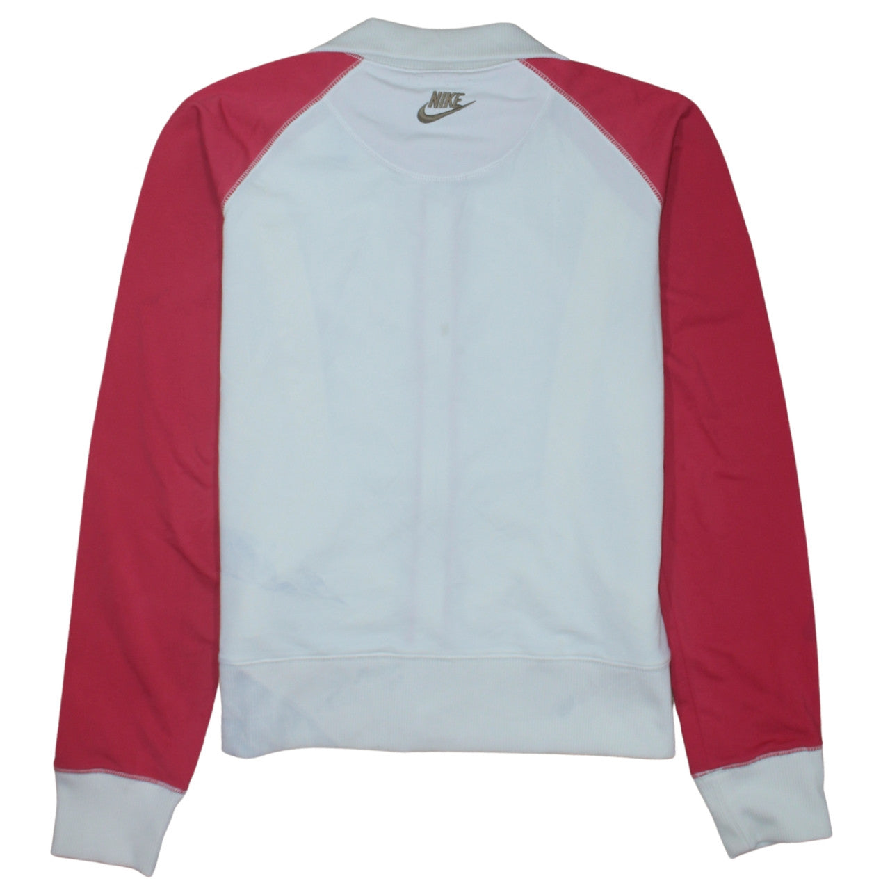 Nike Womens White Pink Track Jacket L Lightweight Full Zip Sports Top