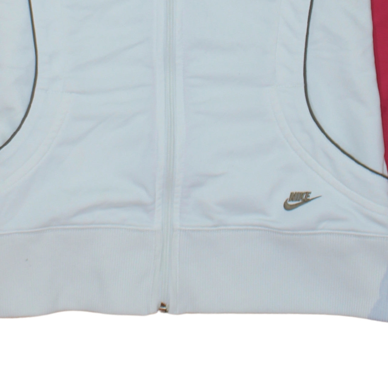 Nike Womens White Pink Track Jacket L Lightweight Full Zip Sports Top