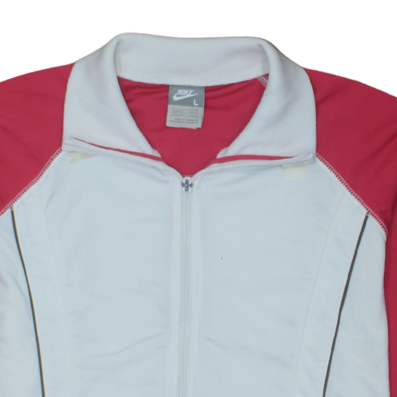 Nike Womens White Pink Track Jacket L Lightweight Full Zip Sports Top