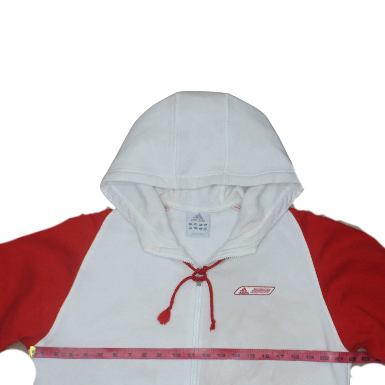 Adidas Men's White Red Full Zip Hoodie M Fleece Sweatshirt