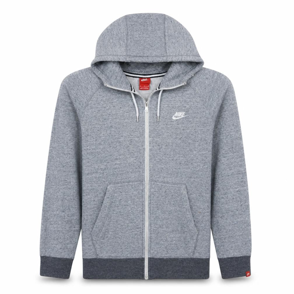 Nike Men's Grey Full Zip Hoodie Size M Lightweight Cotton Sportswear