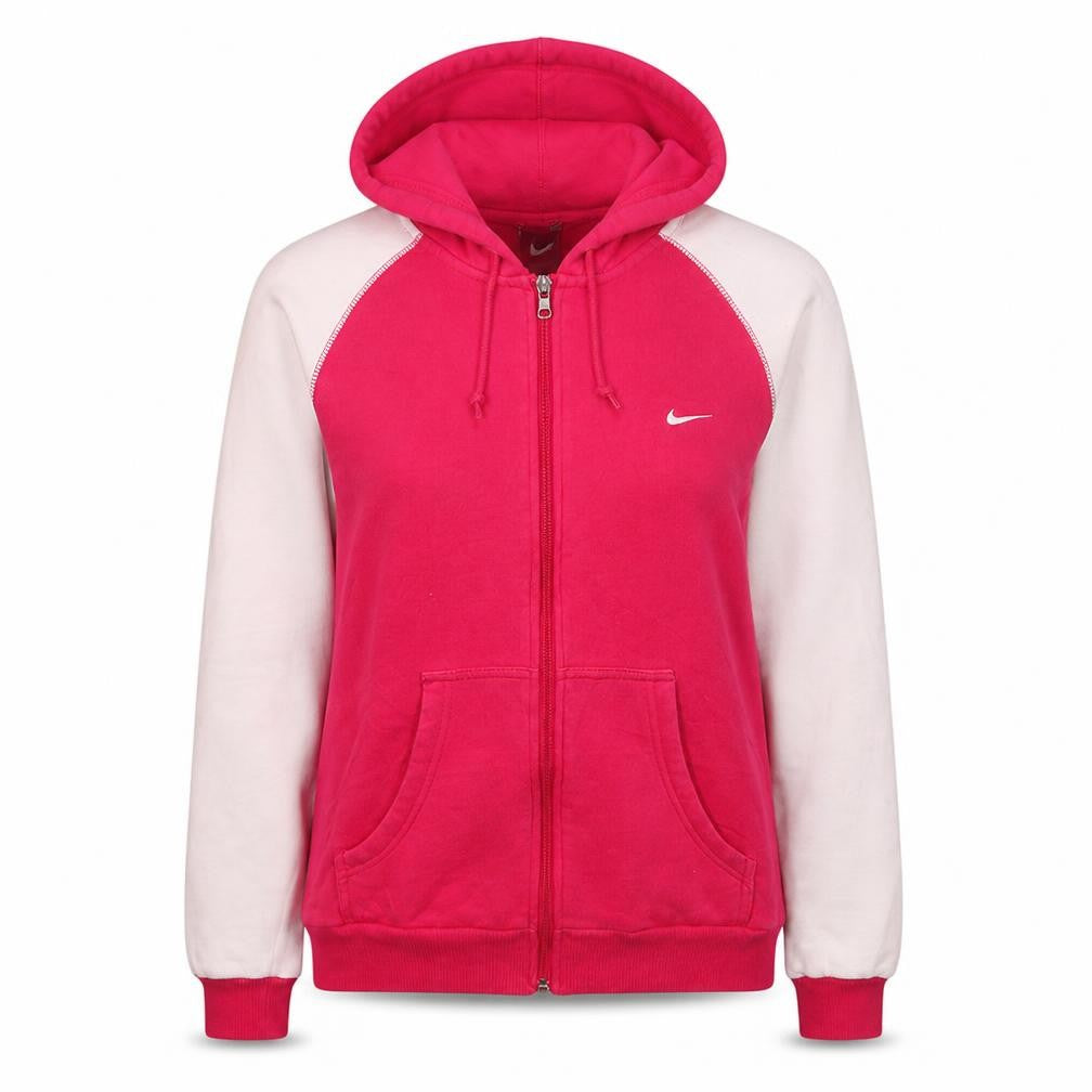 Nike Women’s Pink & White Full Zip Hoodie L Hooded Sweatshirt