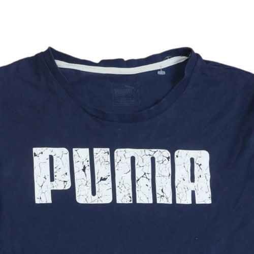 Puma Men's Blue Graphic Logo Short Sleeve Cotton T-Shirt Size S