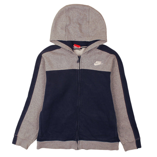 Nike Boys Grey & Navy Full Zip Hoodie 13-15 Years Fleece Sportswear