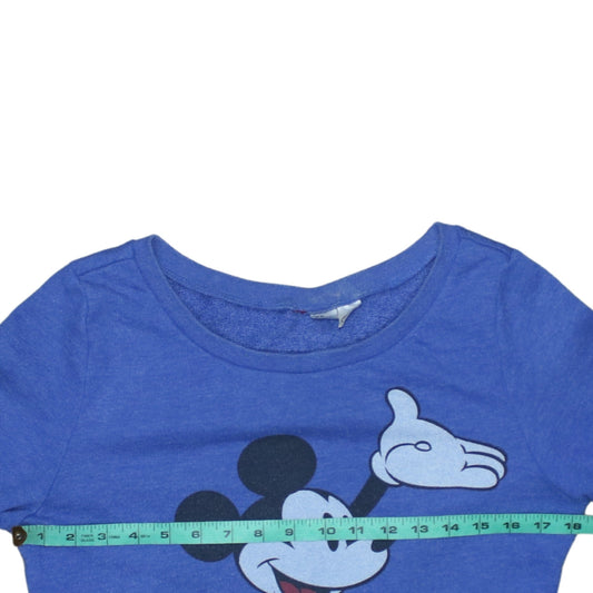 Disney Women Blue Long Sleeve Mickey Mouse Sweatshirt Size 8