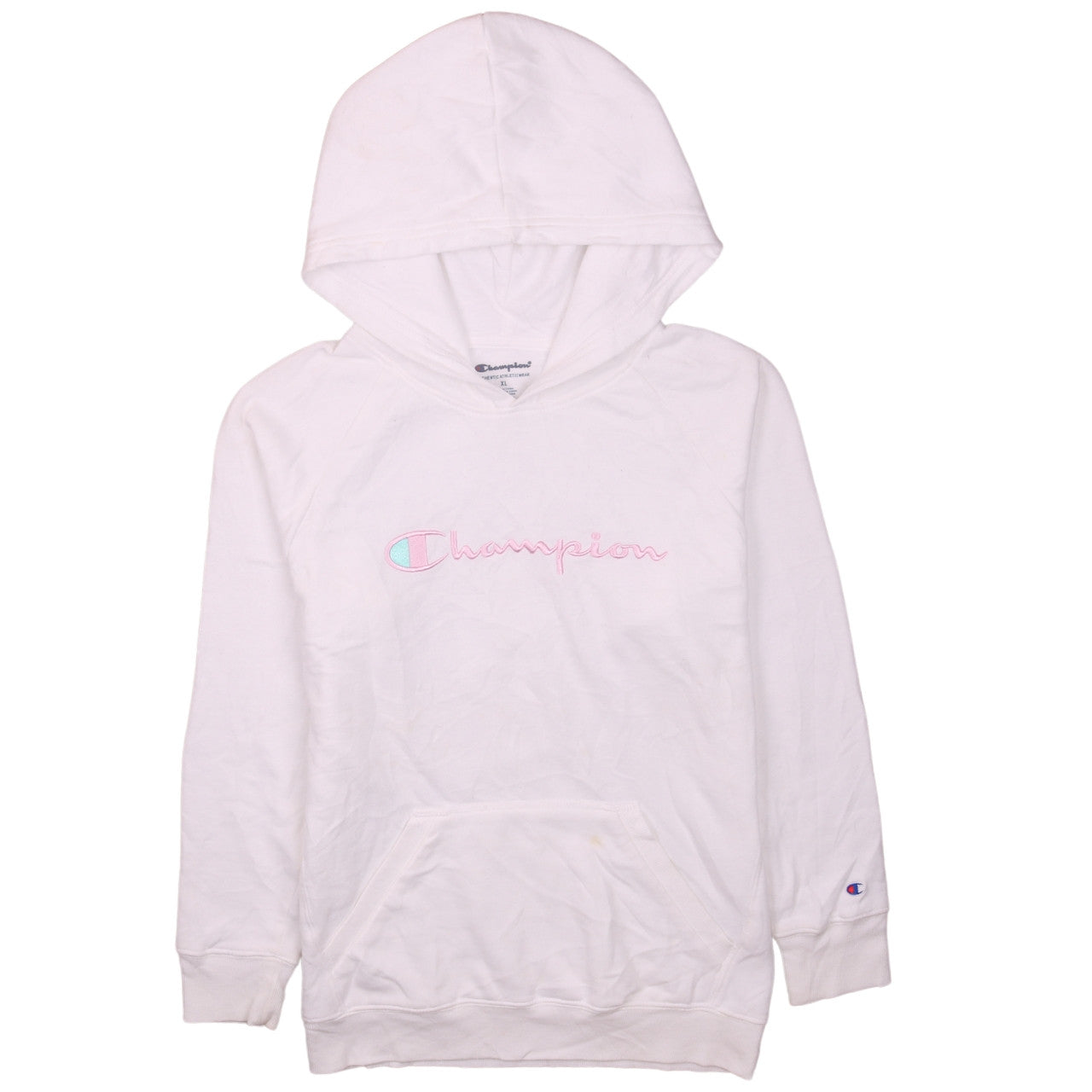 Champion Girls White XL Pullover Hoodie with Embroidered Logo