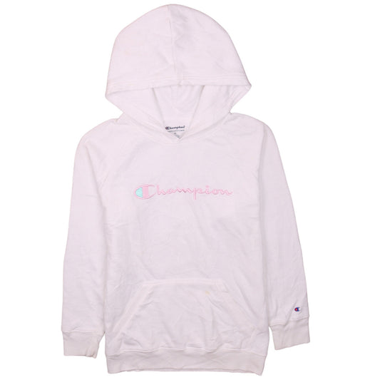 Champion Girls White XL Pullover Hoodie with Embroidered Logo