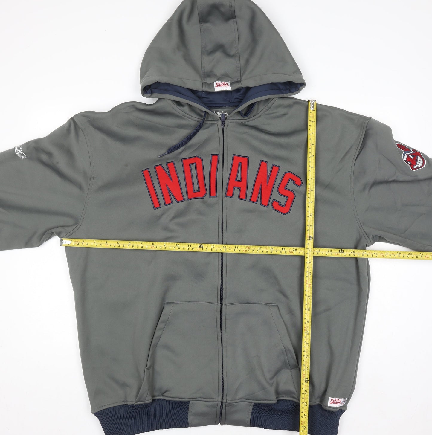 Stitches Men’s Grey Full Zip Hoodie XL Sports Baseball Logo