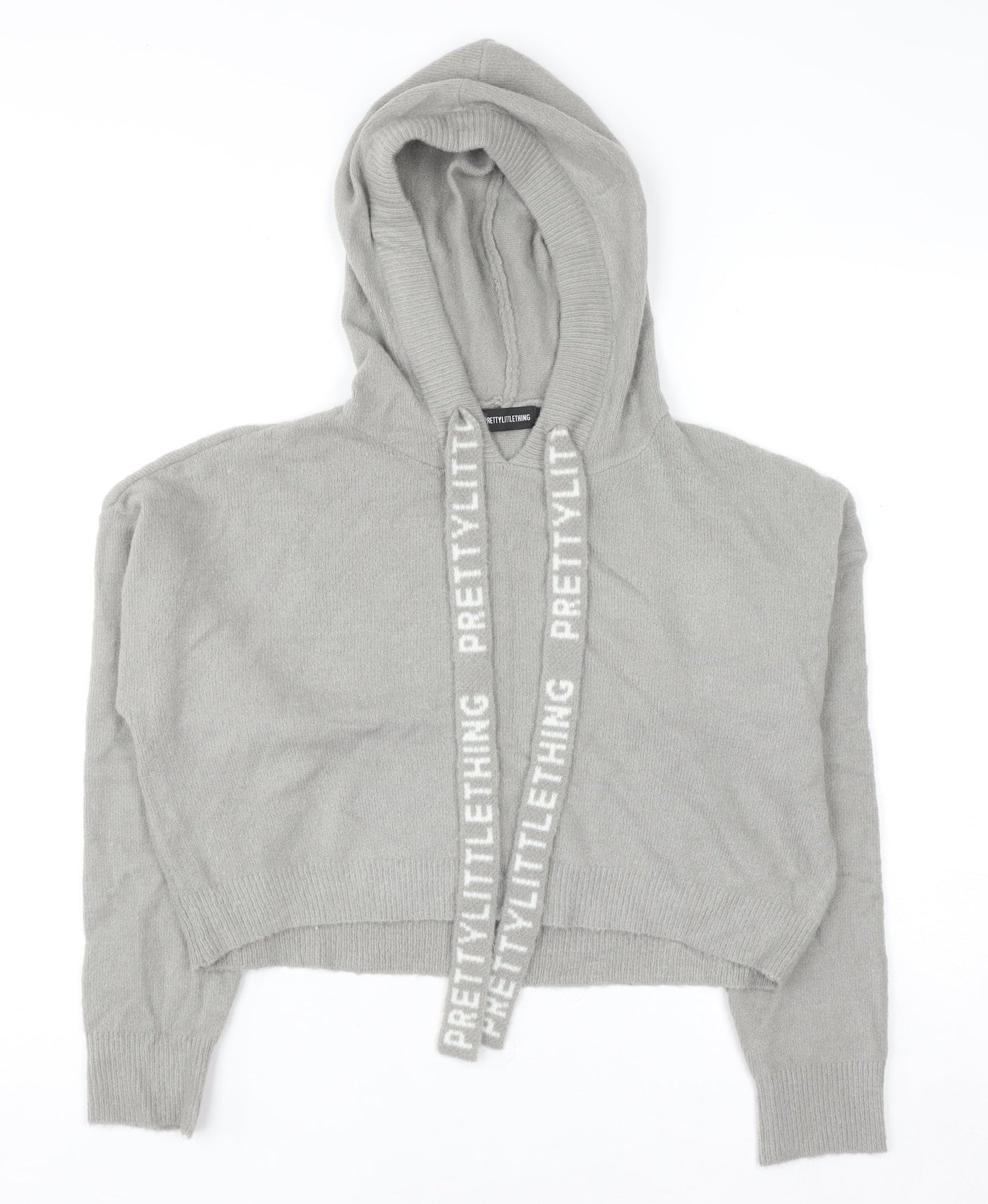 PrettyLittleThing Womens Grey Small Knit Pullover Hoodie