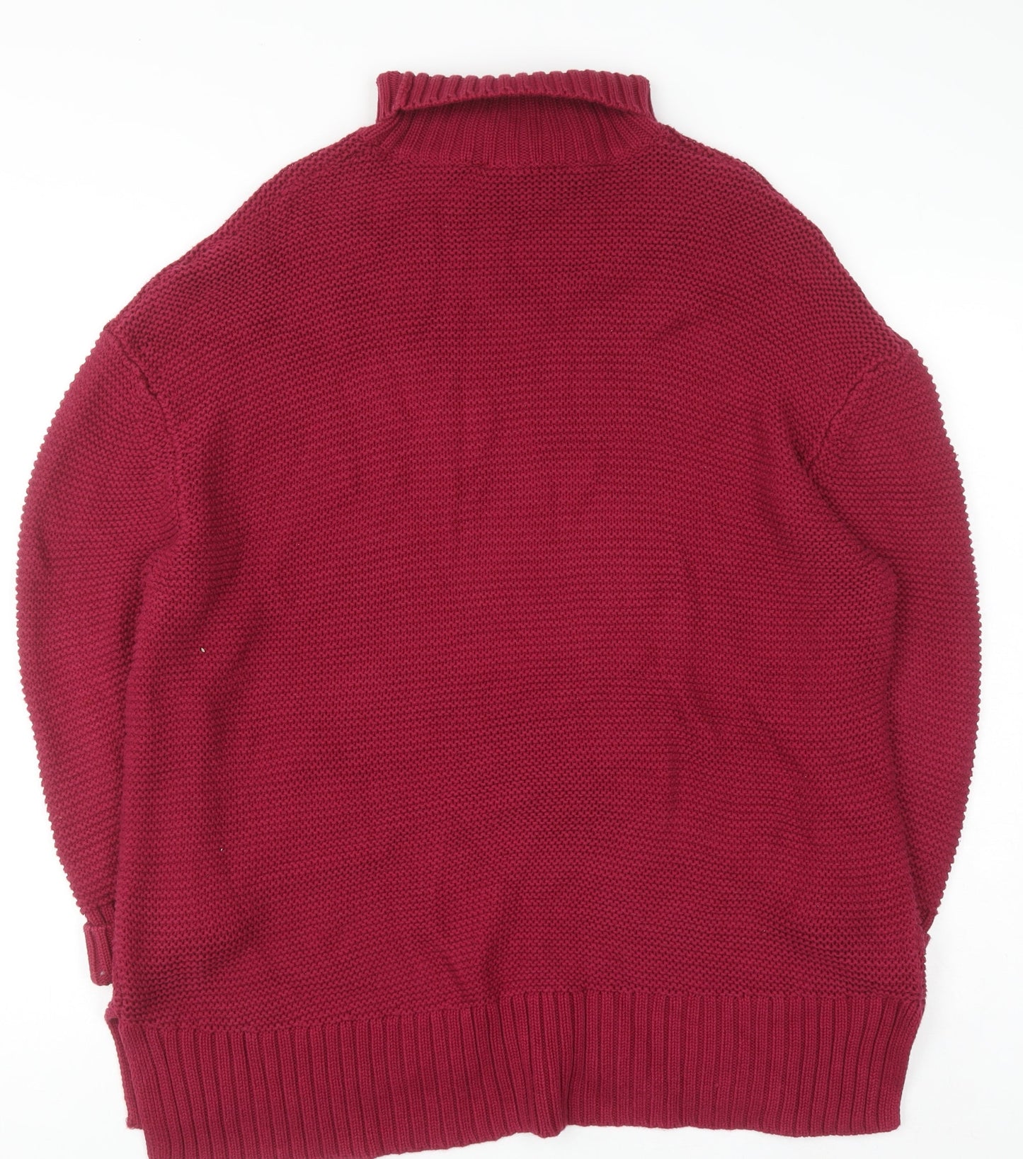 French Connection Women's Red Roll Neck Cotton Jumper Size M