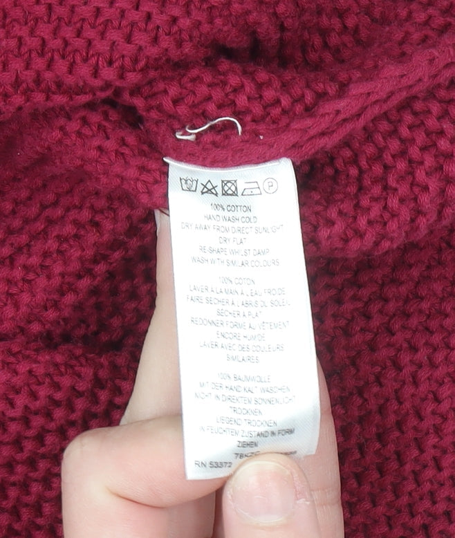 French Connection Women's Red Roll Neck Cotton Jumper Size M
