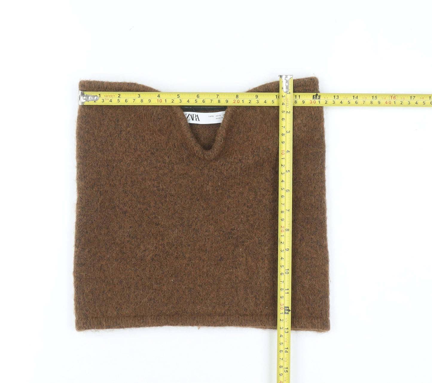 Zara Women Brown Knit Alpaca Blend Sleeveless V-Neck Camisole Top S