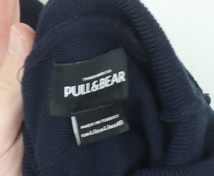 Pull & Bear Men's Blue Roll Neck Knit Jumper Size L