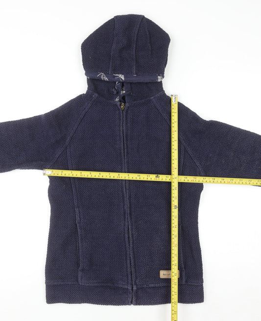 Weird Fish Women's Navy Blue Full Zip Hoodie Size 8 Cotton Blend