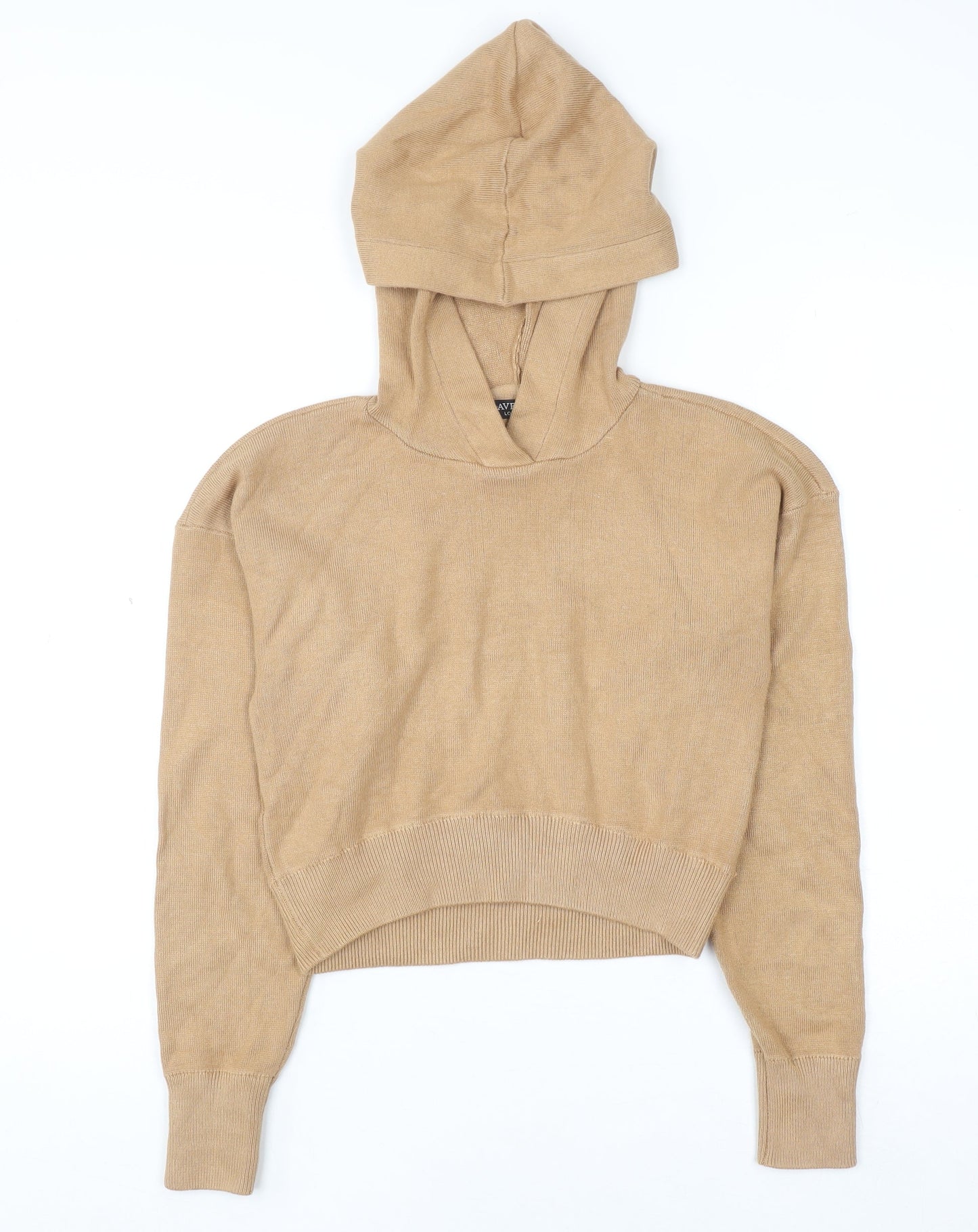Brave Soul Women's Beige Hooded Pullover Knit Hoodie XS
