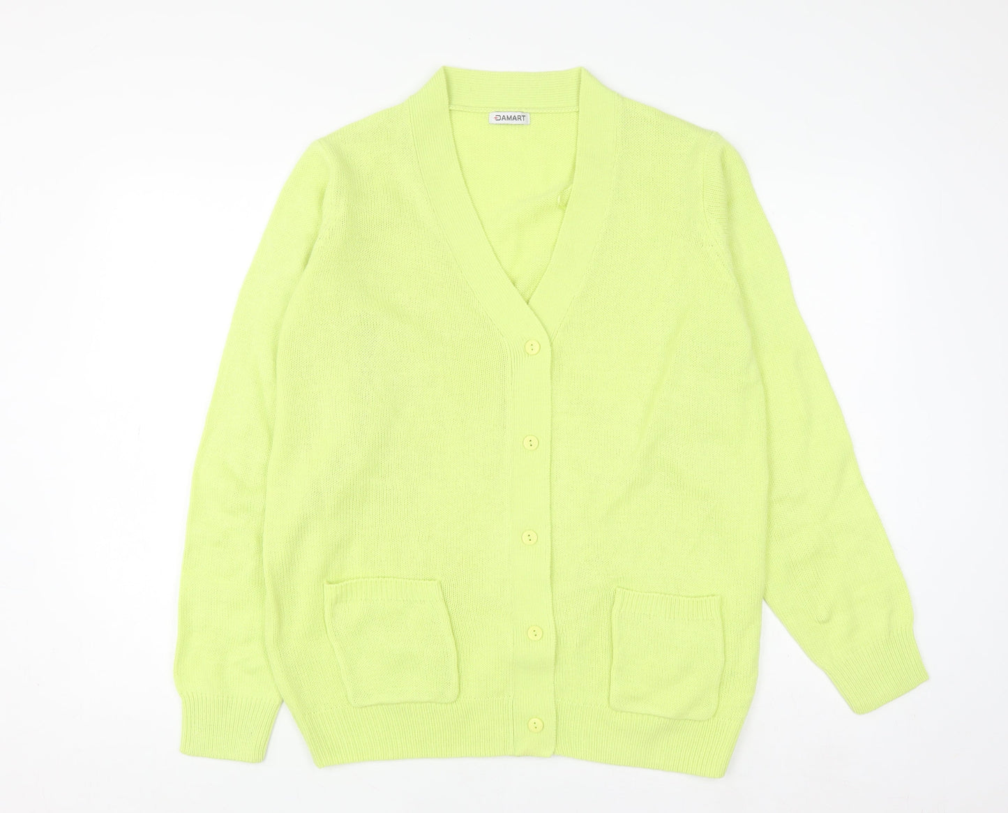 Damart Womens Green V-Neck Long Sleeve Knit Cardigan Size 14