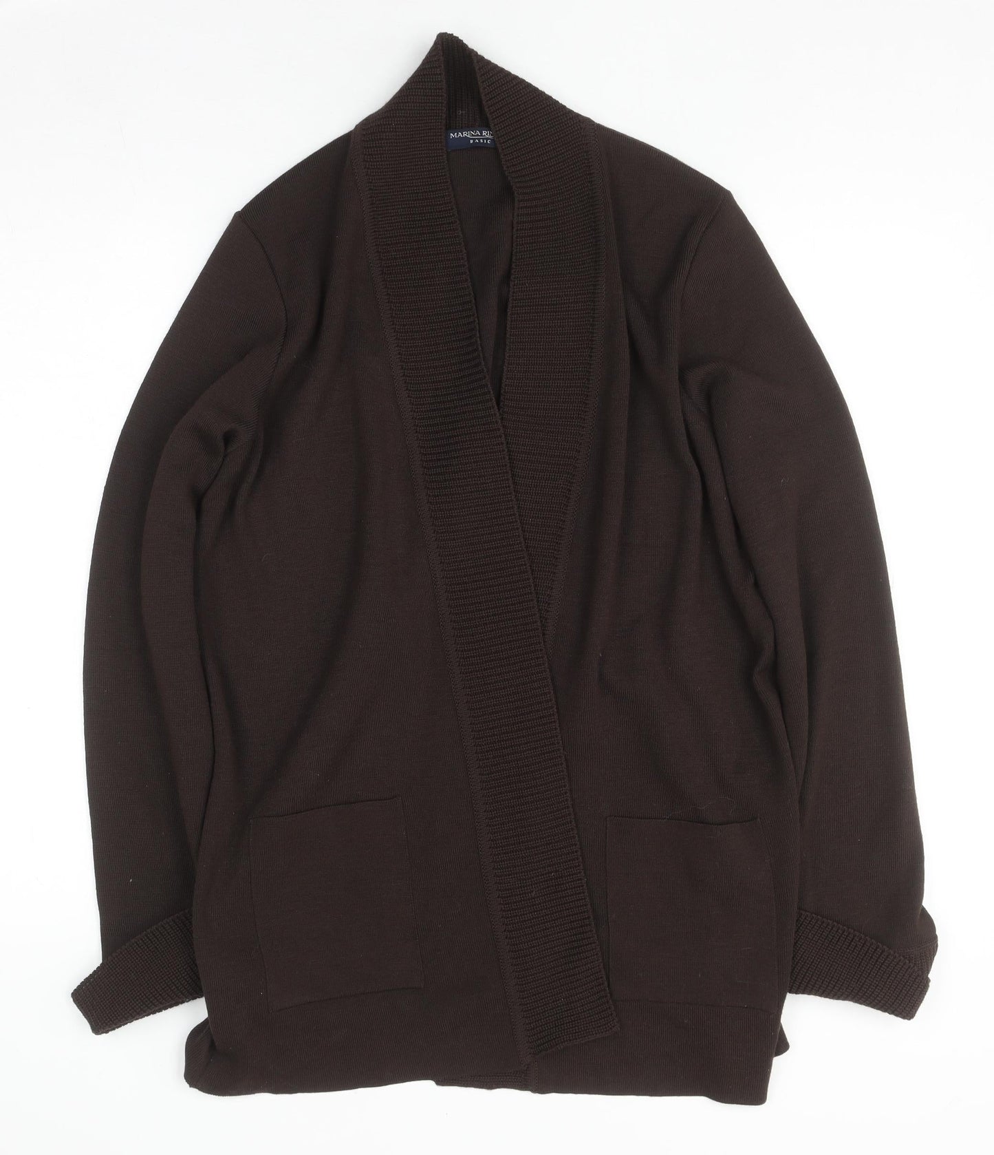 Marina Rinaldi Men Brown Wool Acrylic Knit Open Cardigan M