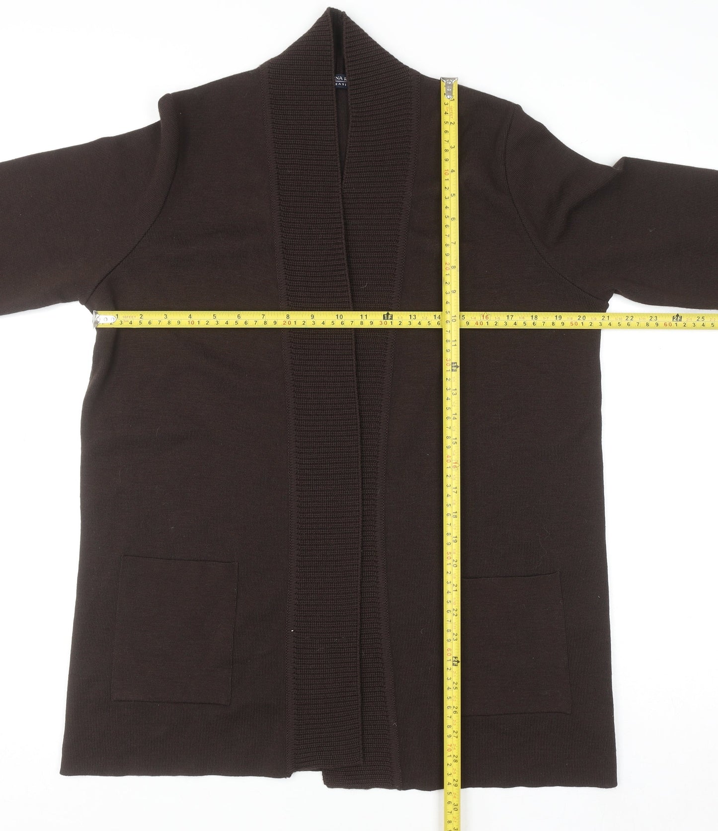 Marina Rinaldi Men Brown Wool Acrylic Knit Open Cardigan M