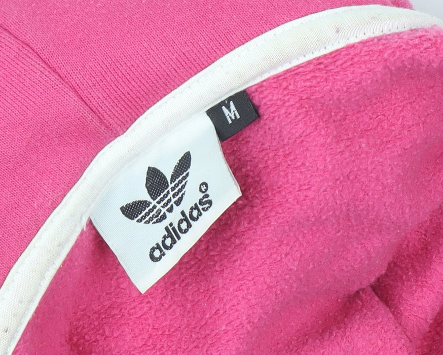 Adidas Womens Pink Hooded Pullover Hoodie Medium Logo Graphic