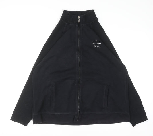 Evans Women's Black Size 20 Track Jacket Full Zip Cotton Blend