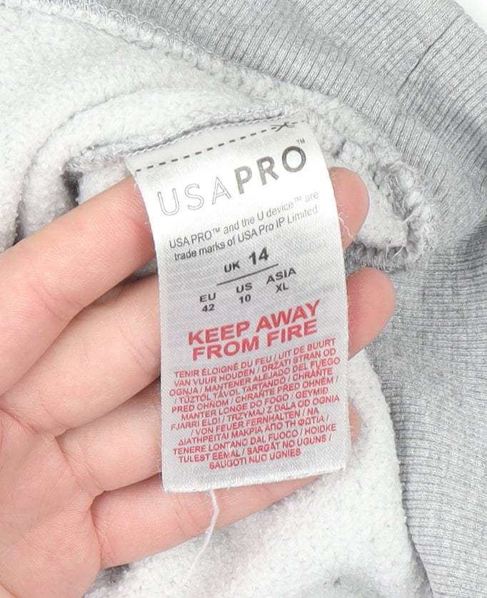 USA Pro Women's Grey Pullover Hoodie UK 14 Cotton Blend Sportswear