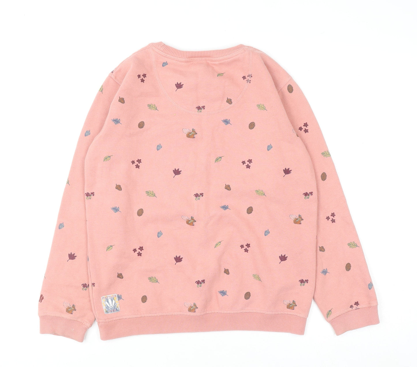 FatFace Girls Pink Embroidered Squirrel Sweatshirt 11-12 Years Pullover