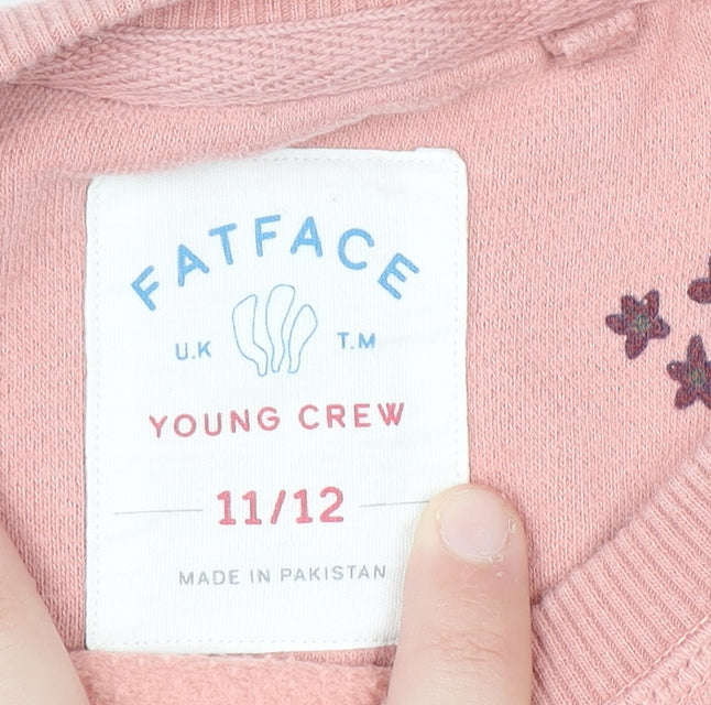 FatFace Girls Pink Embroidered Squirrel Sweatshirt 11-12 Years Pullover