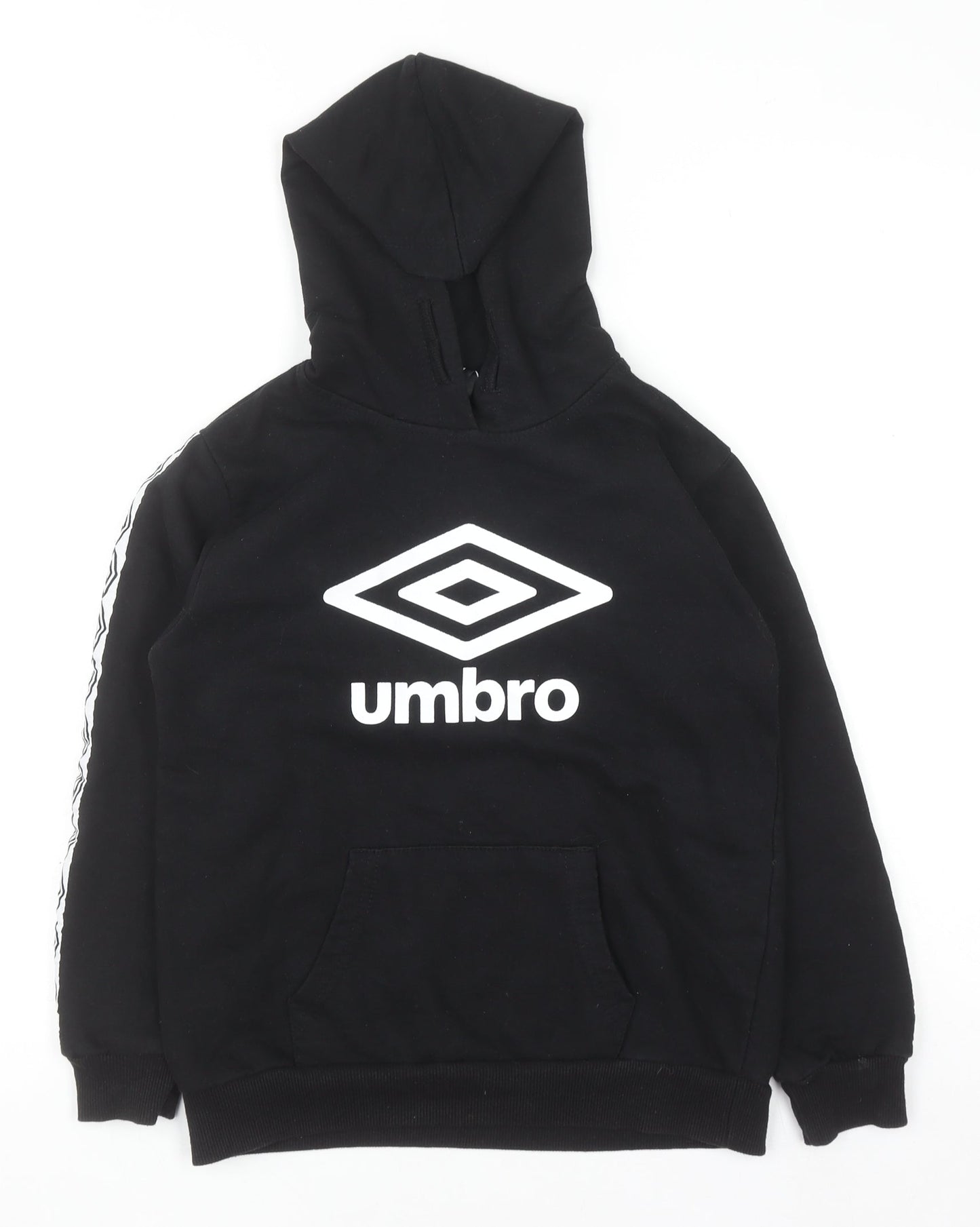 Umbro Boys Black Pullover Hoodie 7-8 Years Cotton Blend Logo Sportswear
