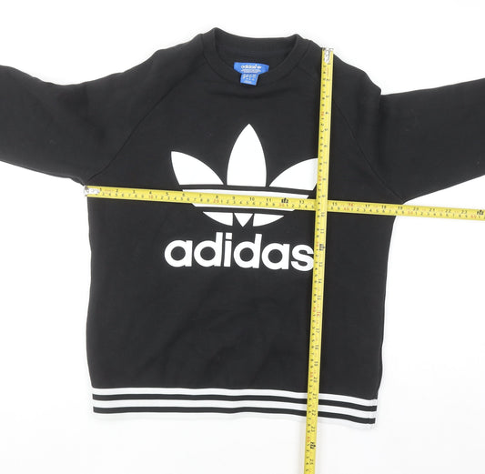 Adidas Women Black Crew Neck Sweatshirt Size 10 Cotton Blend