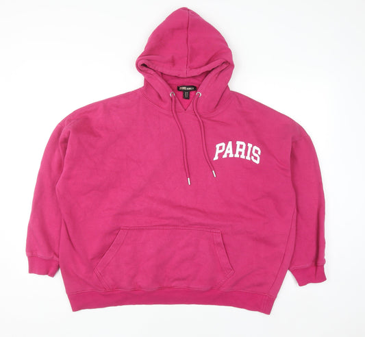 Pink Vanilla Women’s Pink Paris Pullover Hoodie Size M Cotton Blend