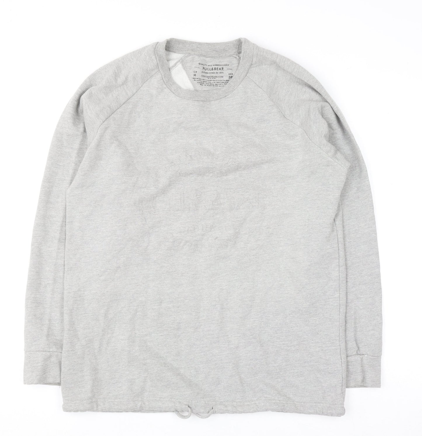 Pull&Bear Women's Grey Crew Neck Long Sleeve Pullover Sweatshirt Size 12