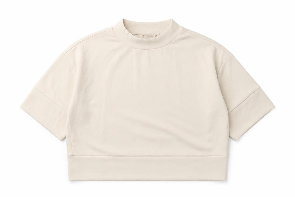 Peppercorn Women’s Beige Mock Neck Short Sleeve Jersey Top M