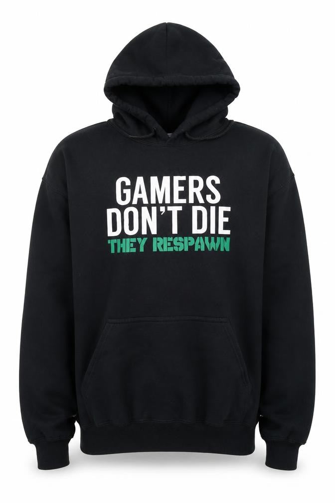 Gildan Men's Black Pullover Hoodie L Gamers Don't Die Graphic