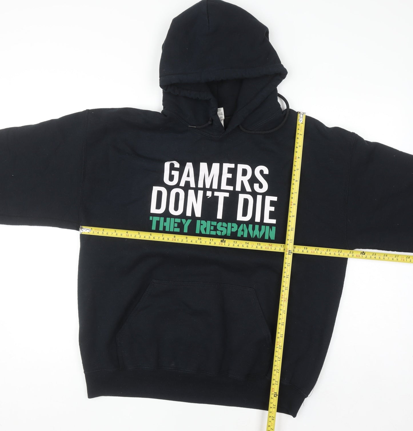 Gildan Men's Black Pullover Hoodie L Gamers Don't Die Graphic