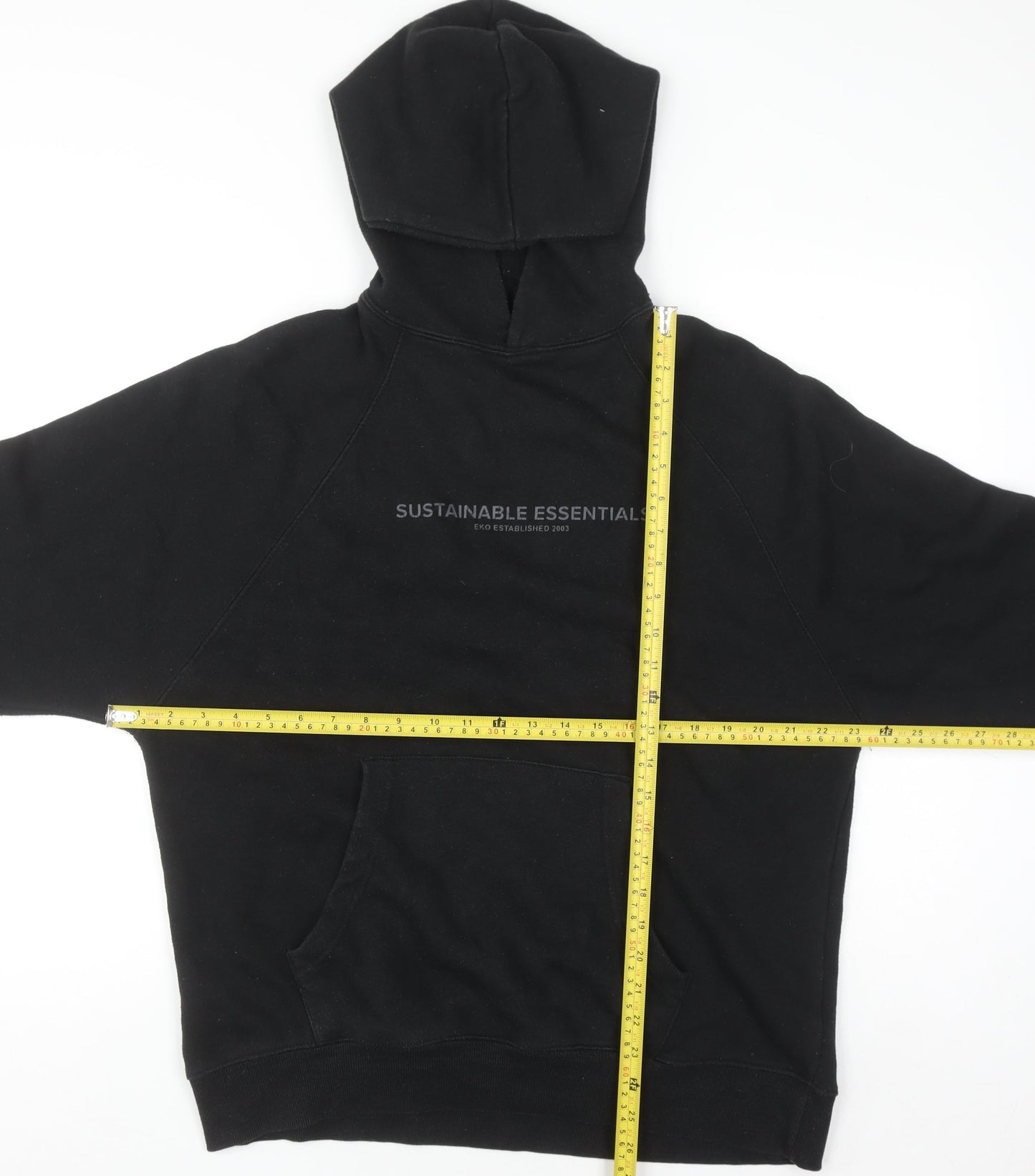 EKO Sustainable Essentials Men's Black Pullover Hoodie S Regular Fit