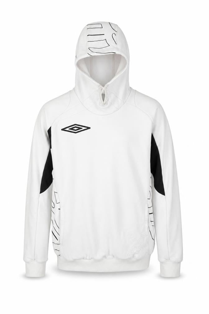Umbro Men's White Pullover Hoodie M Sports Graphic Print Cotton Blend