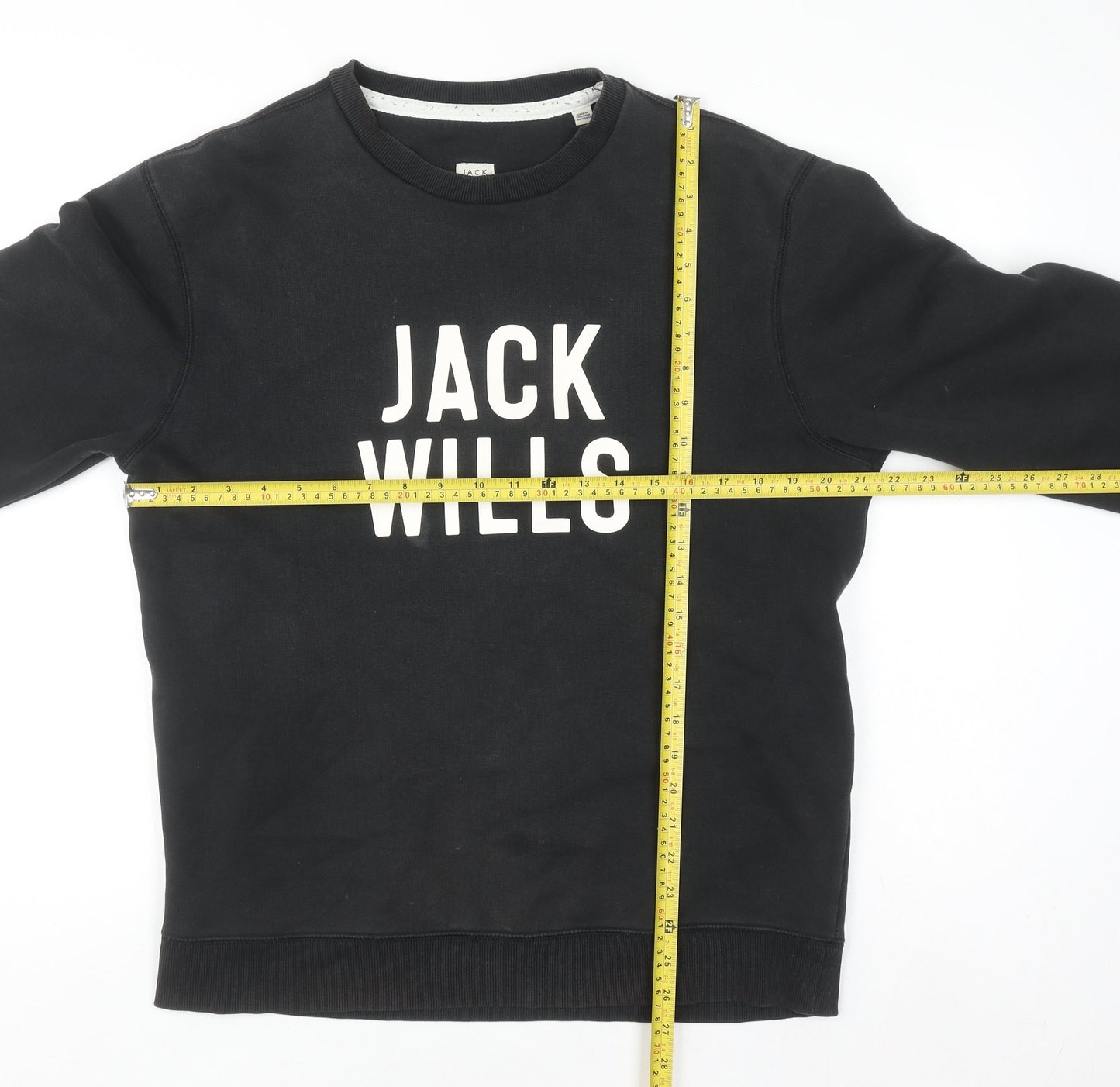 Jack Wills Men's Black Medium Logo Pullover Sweatshirt