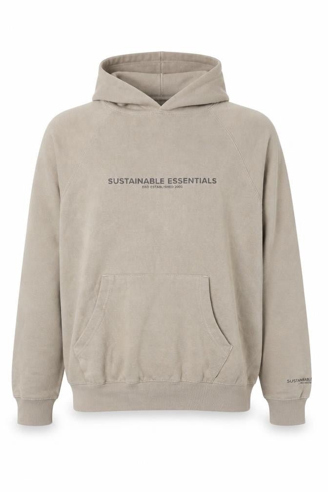EKO Sustainable Essentials Men's Beige Pullover Hoodie Size S