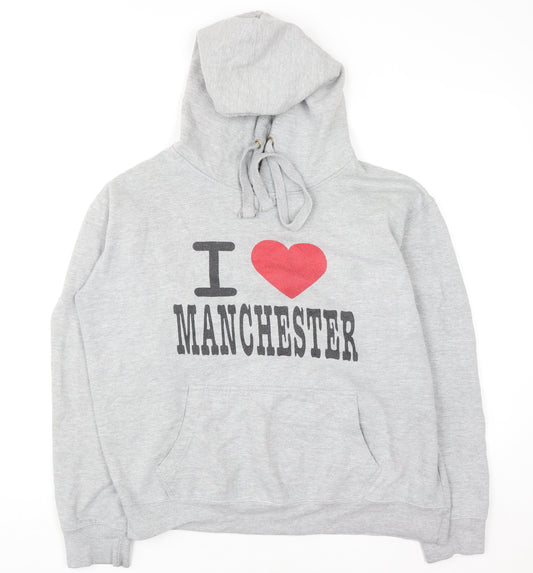 Manchester Souvenirs Women's Grey Pullover Hoodie L Graphic Print