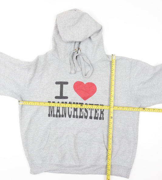 Manchester Souvenirs Women's Grey Pullover Hoodie L Graphic Print